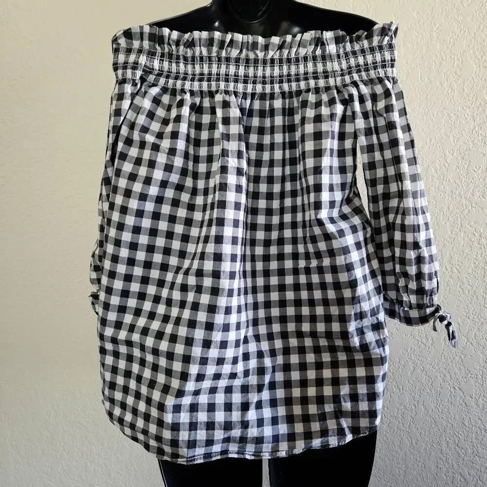 Kate Spade Gingham Off-Shoulder Blouse